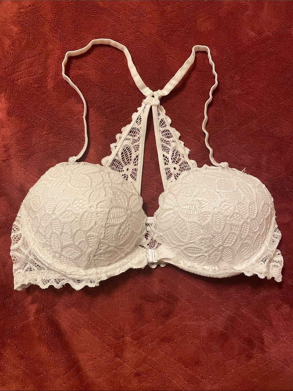 White Flower Lace PINK Victoria Secret Bra
